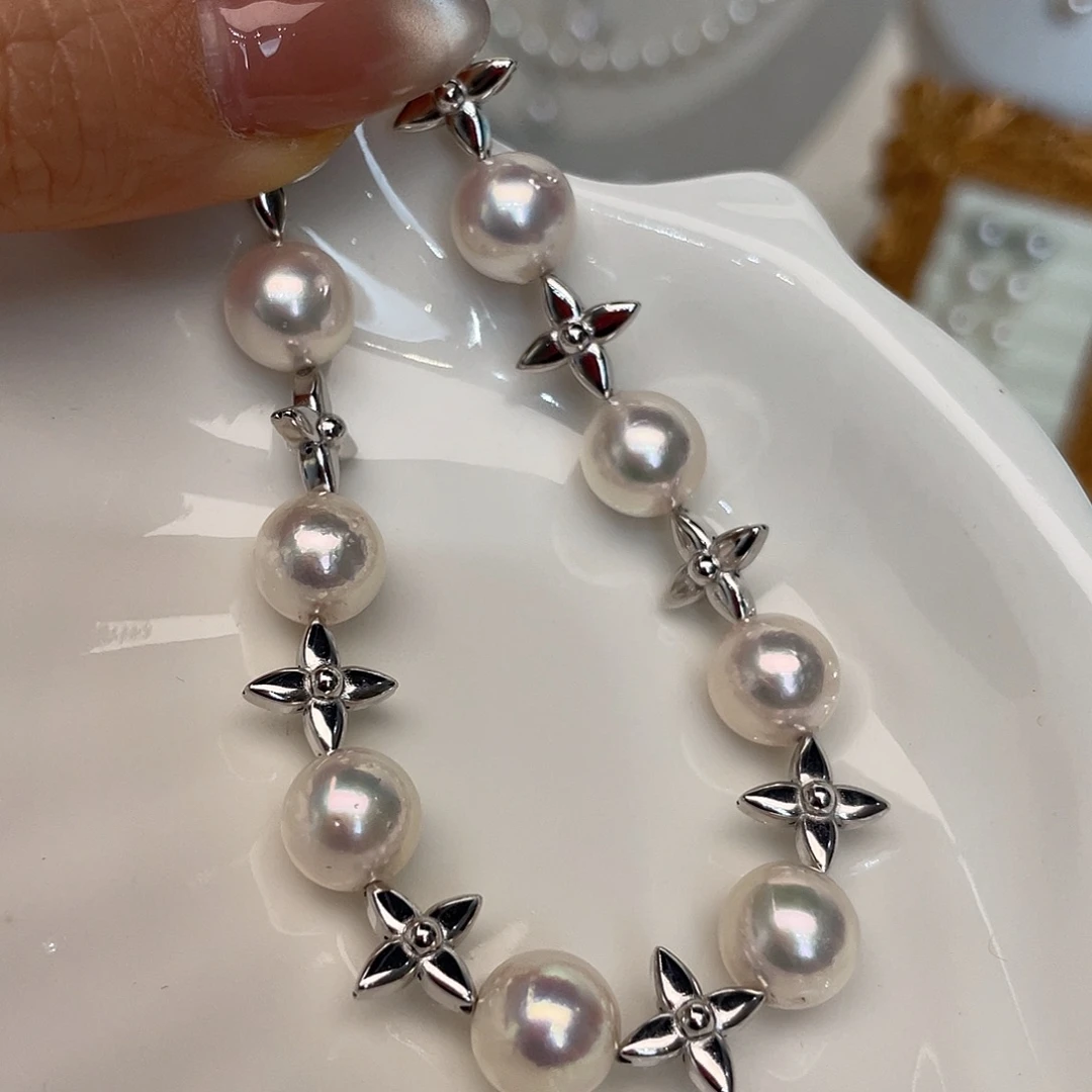 海水珍珠手绳银S925镶嵌