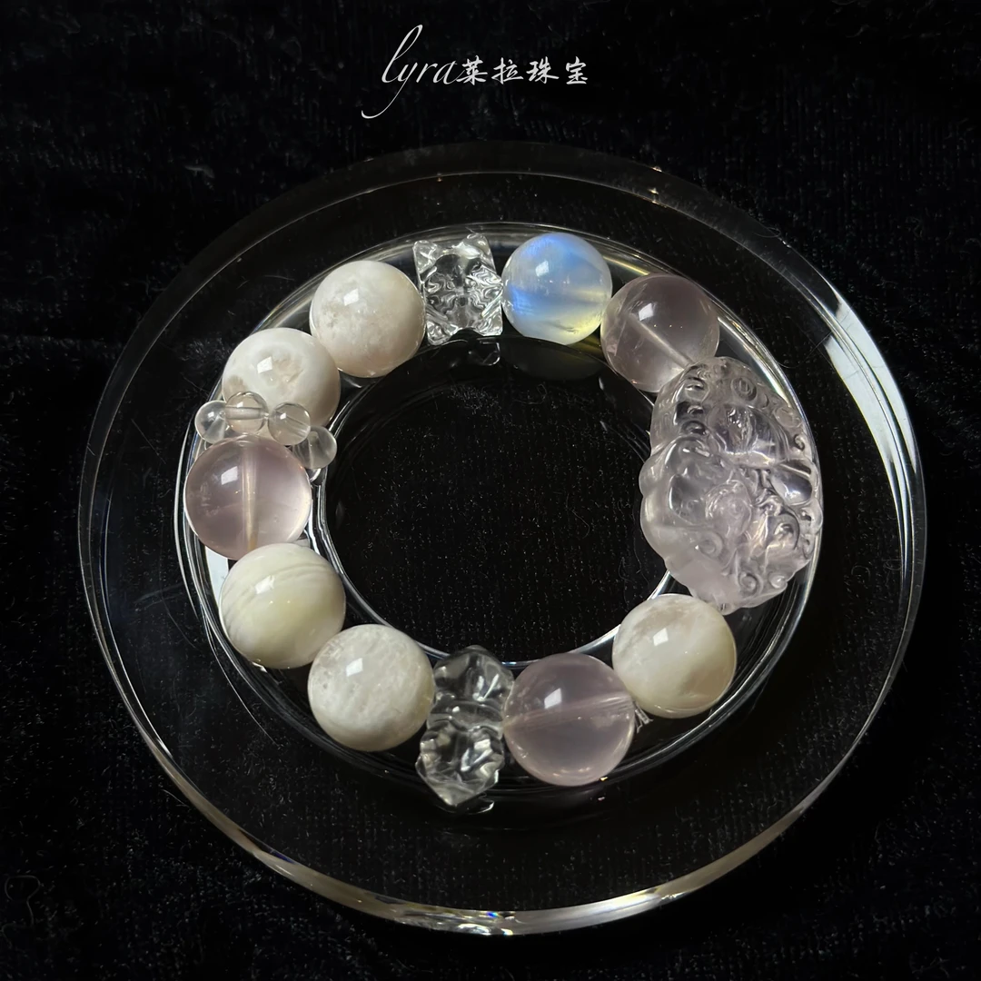 【星光熠熠】（魅力值）粉水晶雪花幽灵原创设计水晶手串【多样性发一】