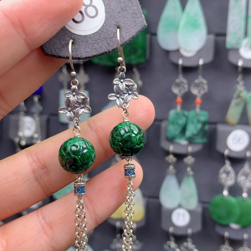 【闪购商品】翡翠银S925镶嵌耳饰紫**醉满意