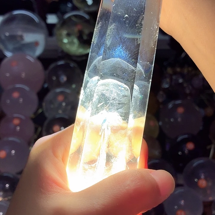 珠宝半成品水晶未镶嵌蓝针水晶柱