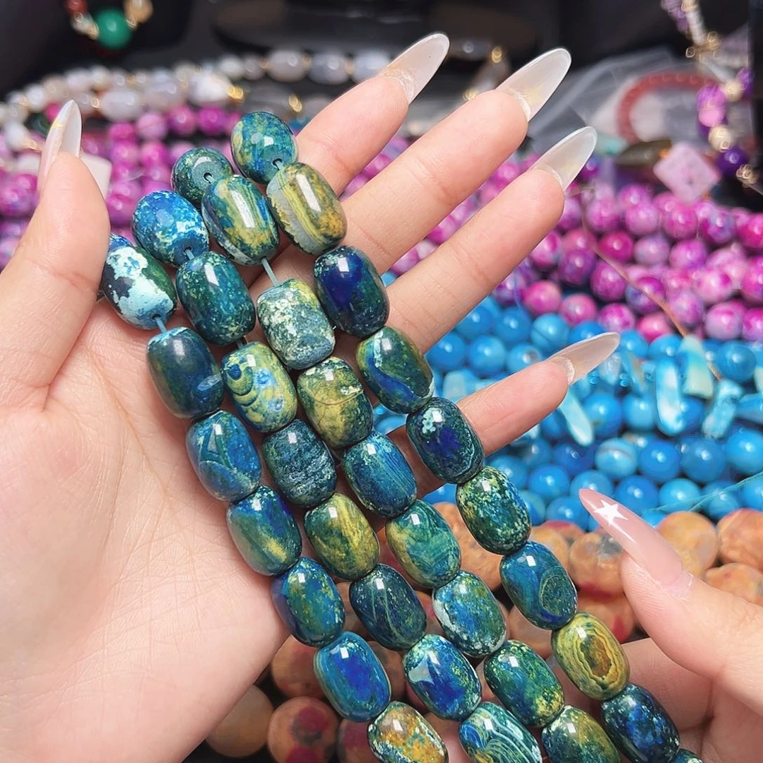 玛瑙/玉髓未镶嵌珠宝半成品T51 12*17mm地球仪玛瑙枣珠一条