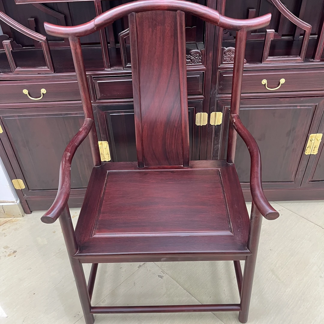 酸枝木新中式官帽椅实木家具单人椅子