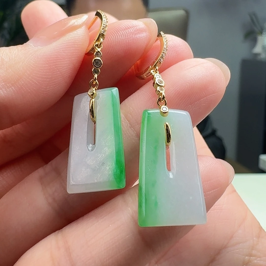 翡翠耳饰银S925镶嵌天然