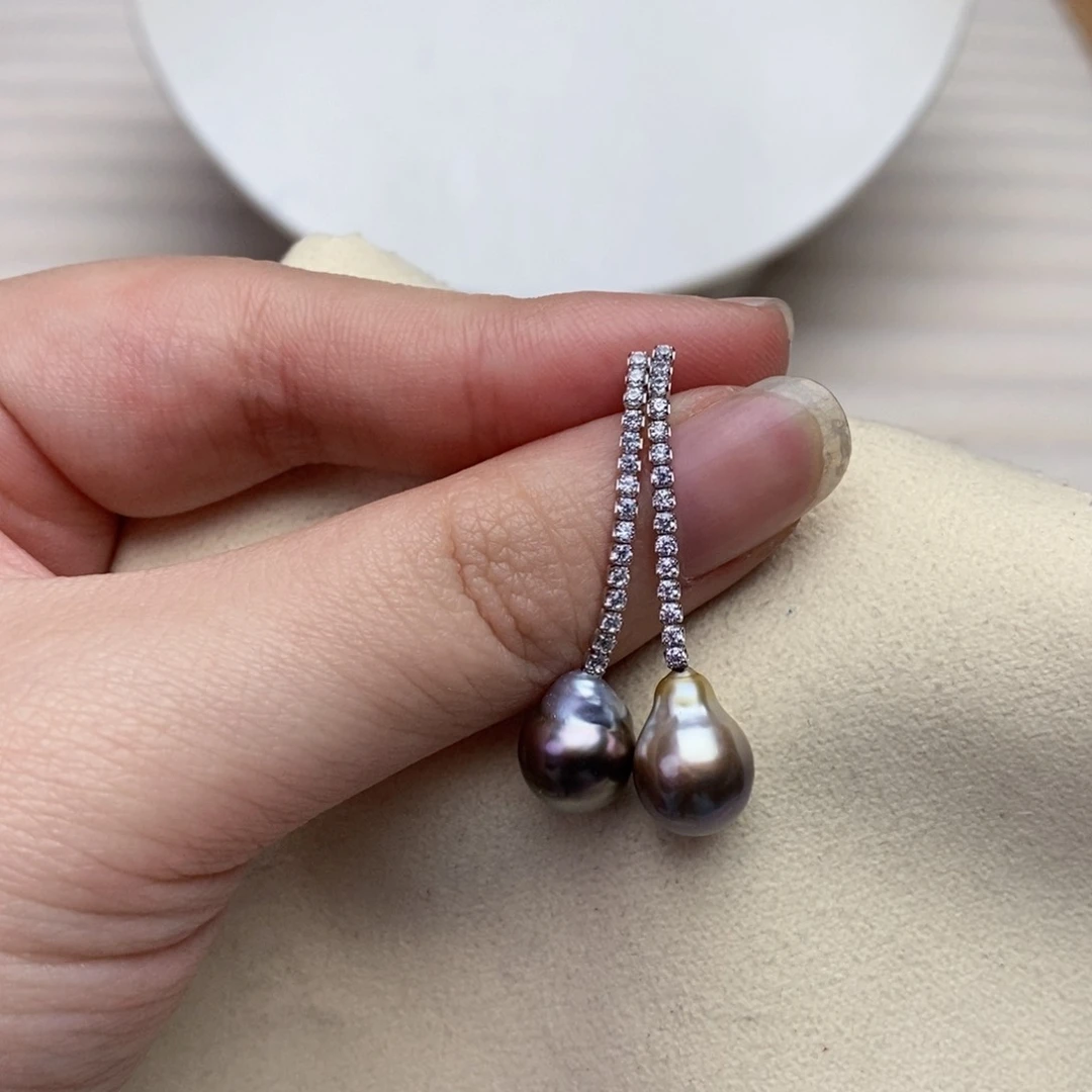 海水珍珠耳饰银S925镶嵌