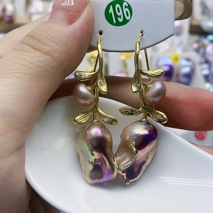银S925镶嵌耳饰淡水珍珠白*
