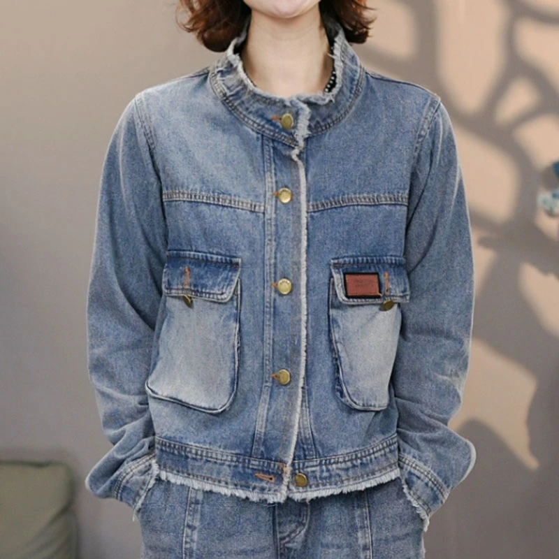 8899蓝牛仔外套2025早秋季新款棉长袖外套百搭上衣