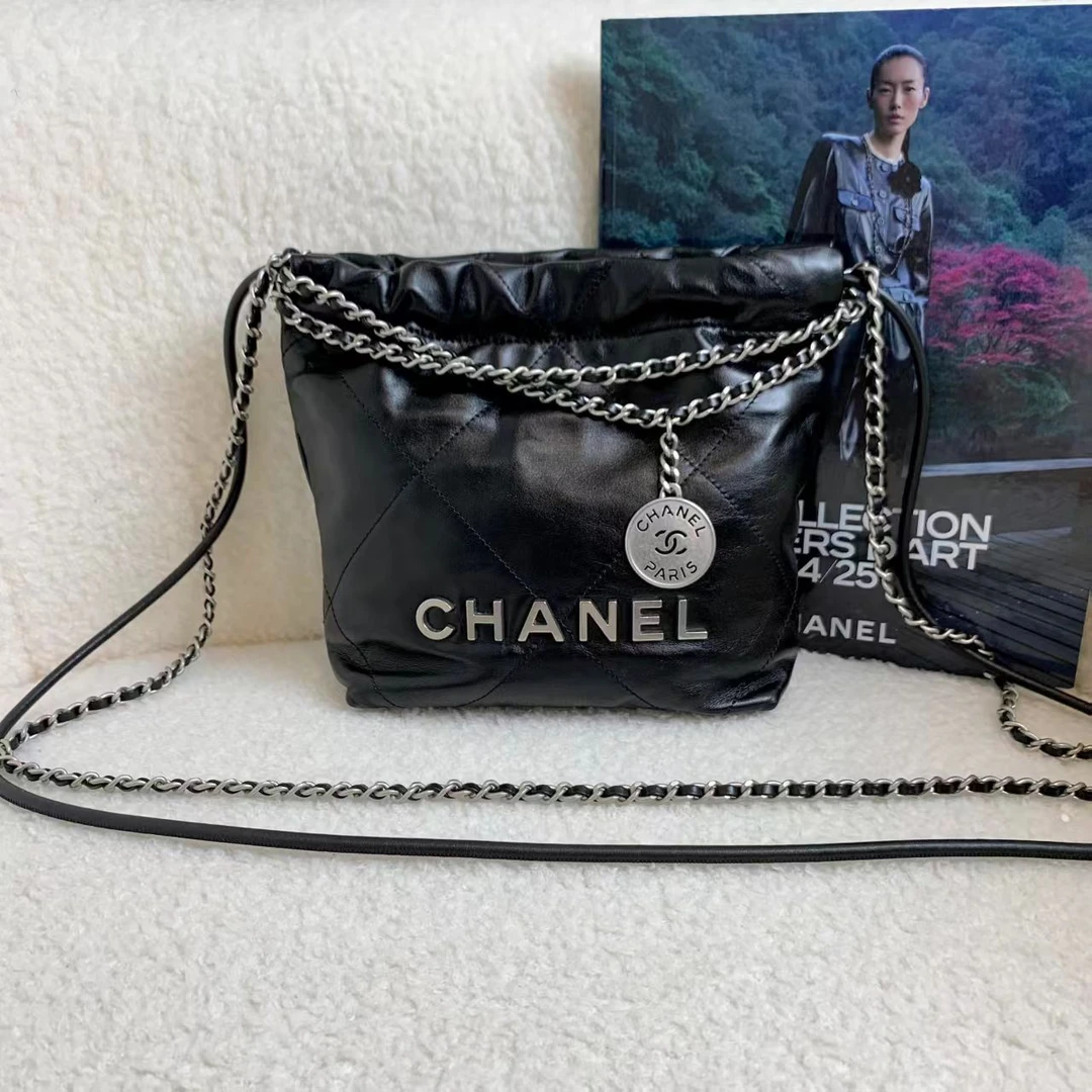 99新 Chanel/香奈儿 壹臻/23B黑银牛22bag mini 82113680