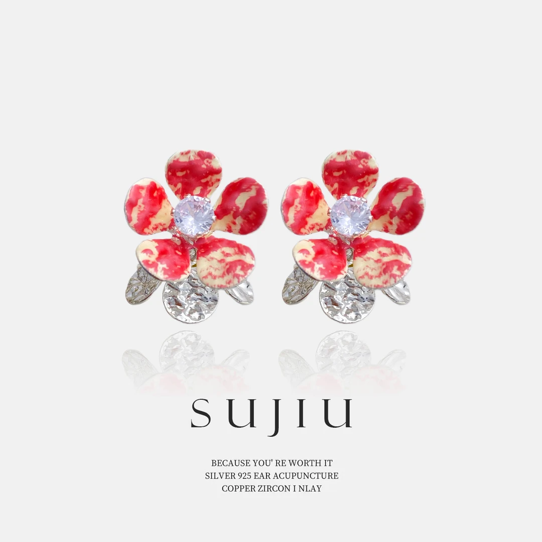 铜合金耳饰 SUJIU 925银针【桃花诺】设计师甜美耳钉耳环耳坠7472