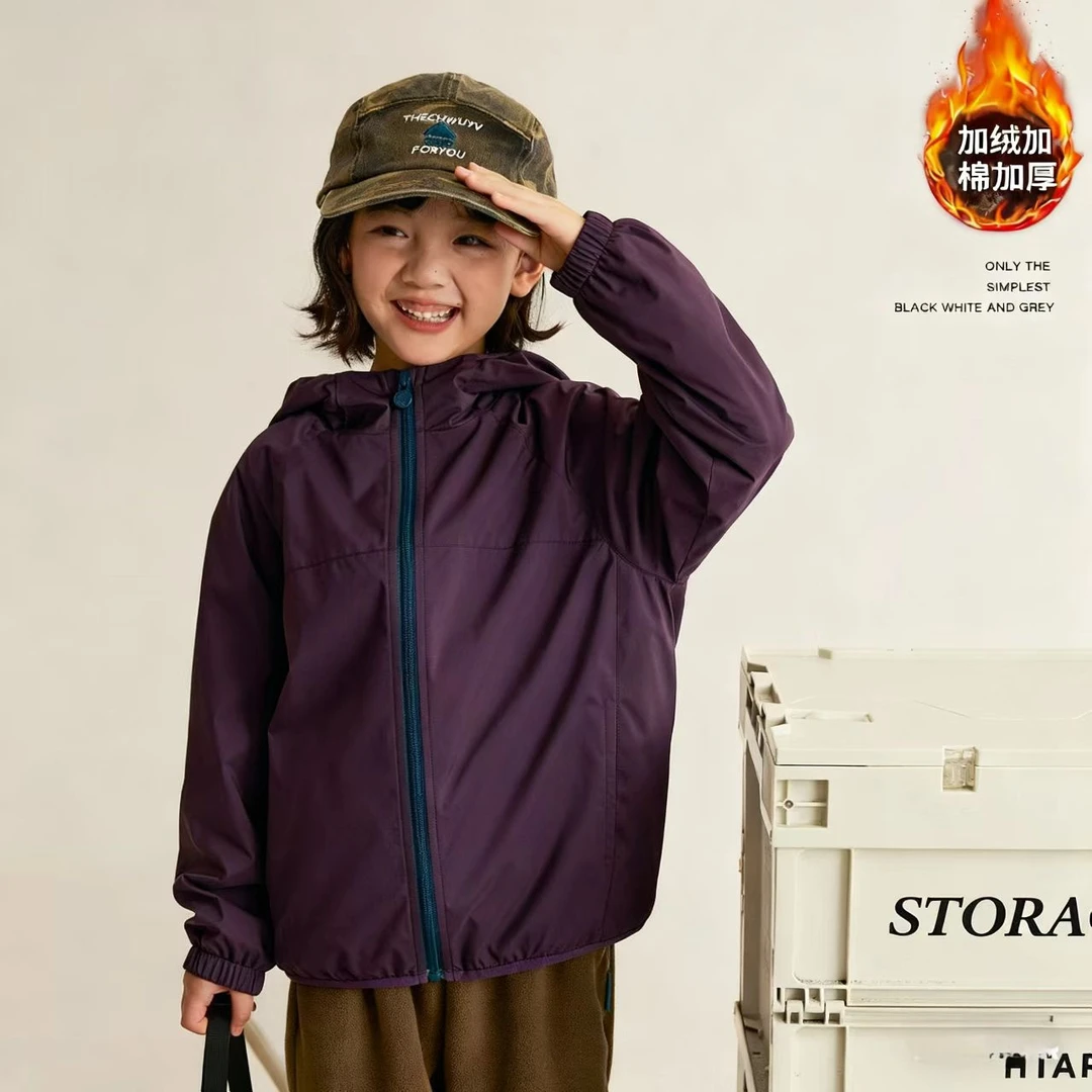 男女童秋冬软壳外套防风防水防皱保暖加绒百搭休闲时尚亲子款潮流