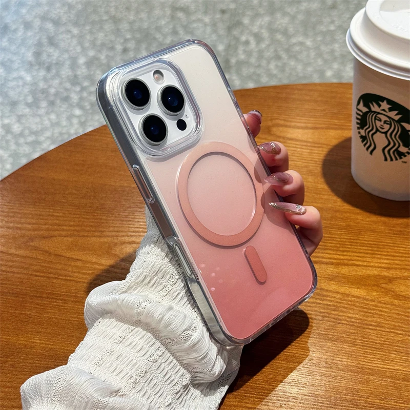 渐变色高级感适用苹果16promax手机壳iphone16plus新款15磁吸外壳