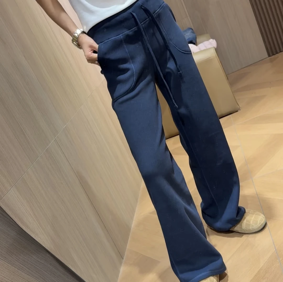 萱贝纯高腰显瘦直筒休闲裤女2025秋冬新款卫裤加绒保暖拖地裤长裤