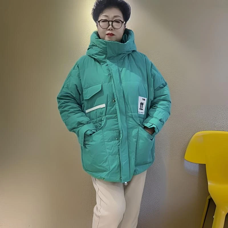 【贵丽坊】金影奇韩版宽松连帽保暖加厚棉衣女冬季外套中长款棉袄