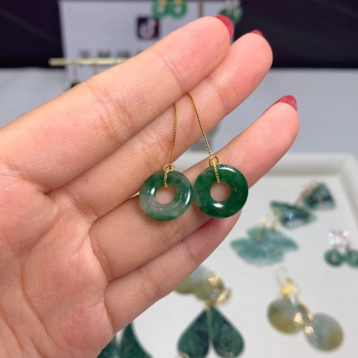 翡翠银S925镶嵌耳坠耳饰