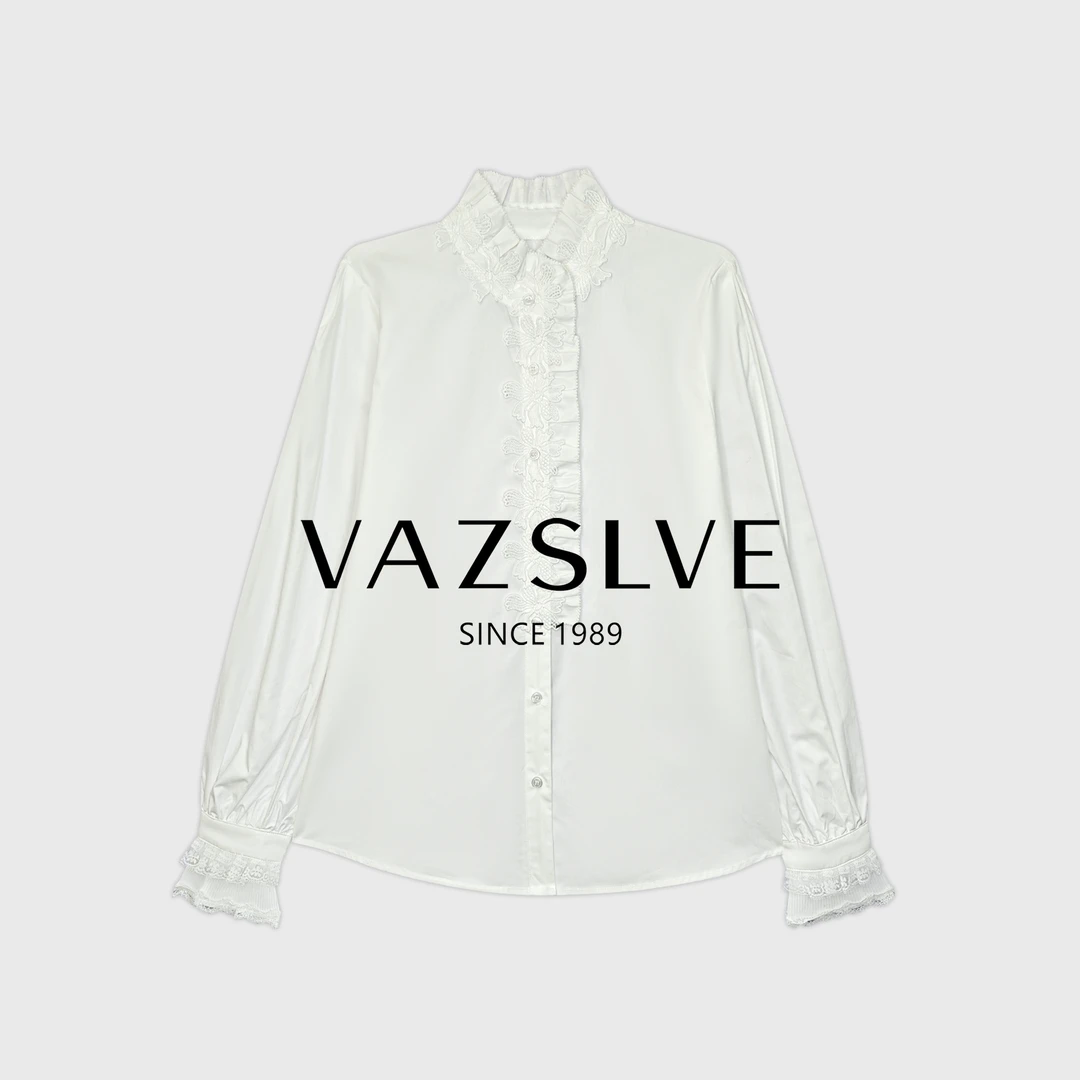 【VAZSLVE/全新奢品】捡漏秋冬新款文艺风气质荷叶边衬衫CS7769