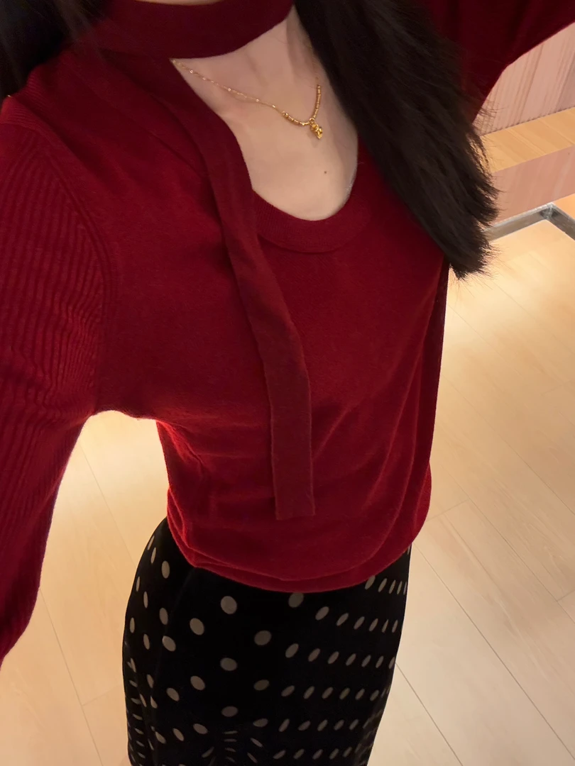 经典飘带百搭针织打底多色修身