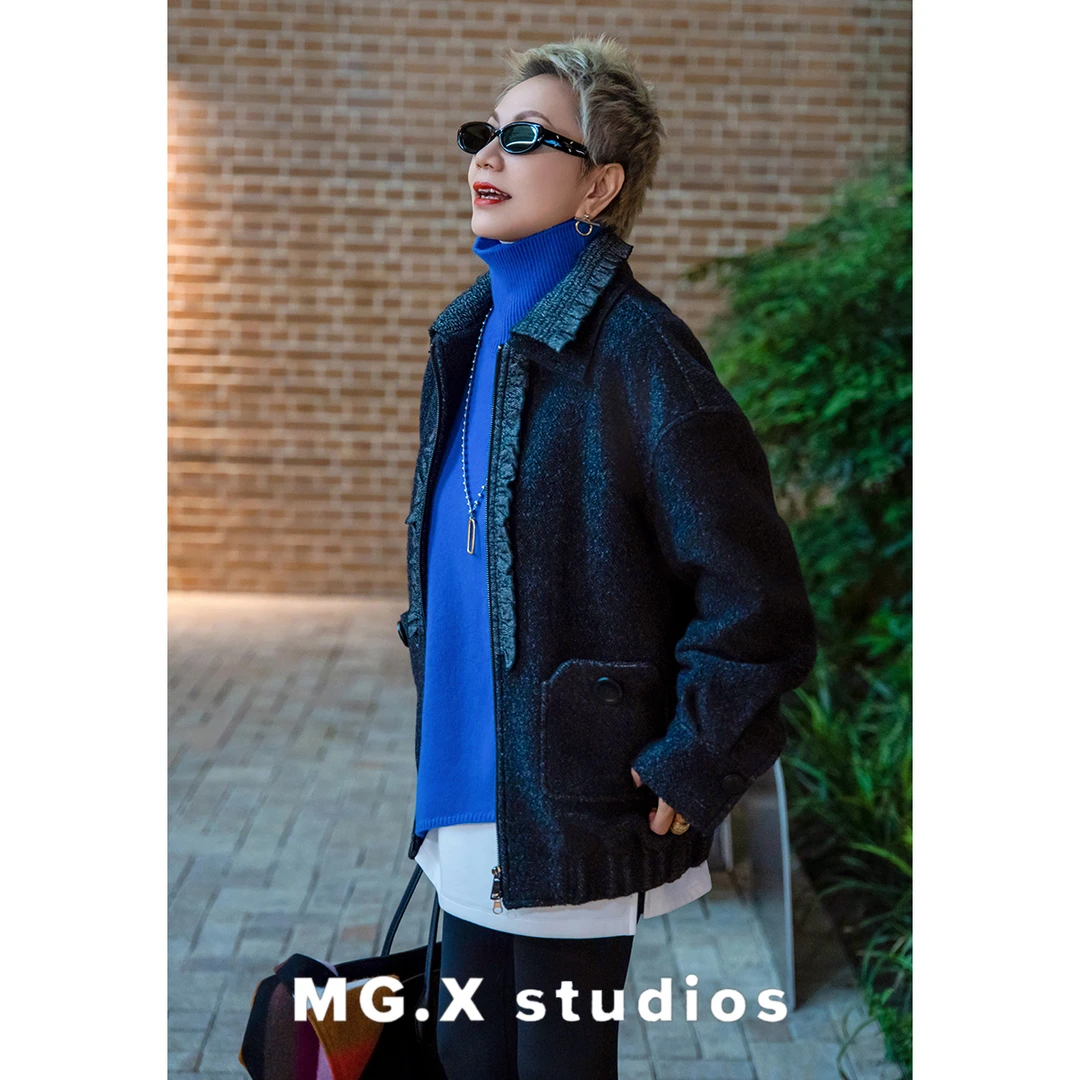 【乌绮闲裳】MGX短款毛呢外套女士针织百搭M54E5901W2AK