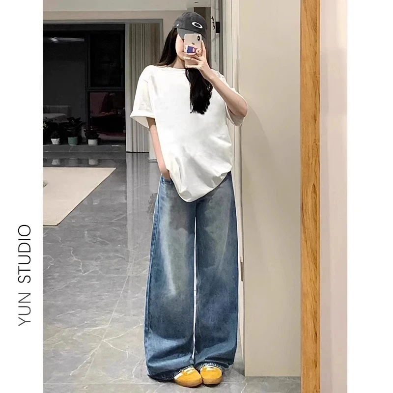 孕妇牛仔裤春季外穿时尚爆款不勒肚孕期阔腿裤孕早期小个子直筒裤