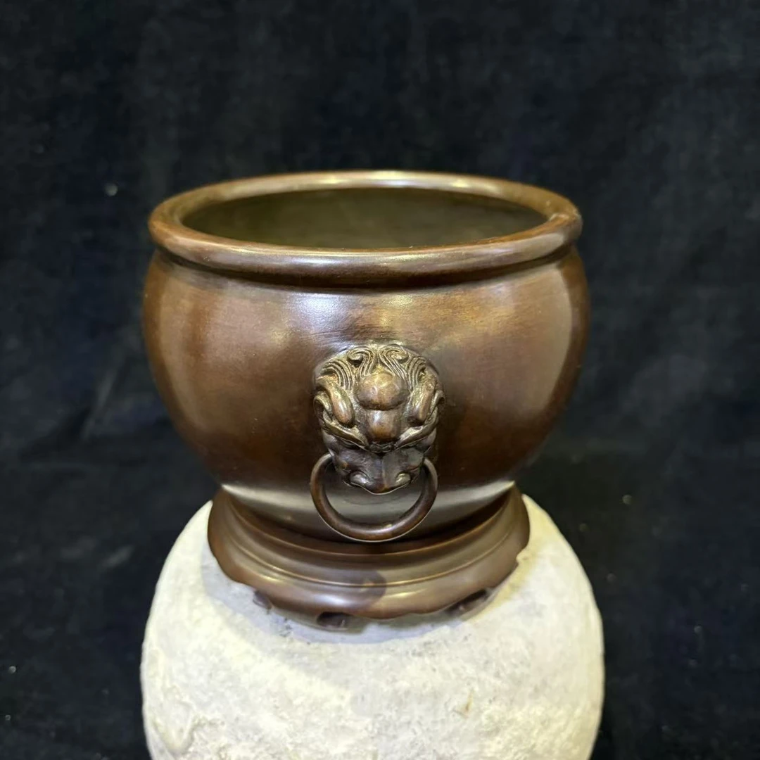 虎头缸狮首缸纯铜黄铜传统仿古手工工艺精炼铸造錾刻孙氏铜炉制作