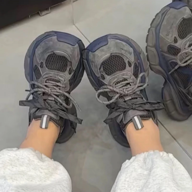 欧洲站时尚小怪兽2025秋季新款休闲鞋小众复古透气网面老爹鞋女鞋