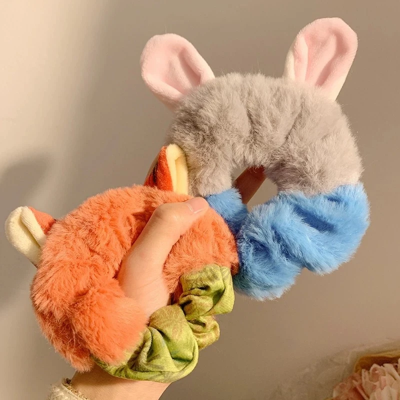 可爱朱迪尼克同款毛绒耳朵大肠发圈卡通发绳少女2025新款秋头绳w