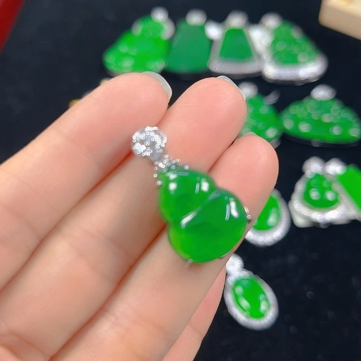 翡翠银S925镶嵌吊坠(不含链)