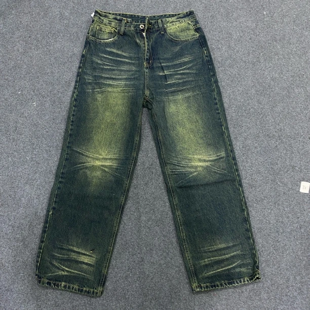 80128 复古水洗牛仔裤男