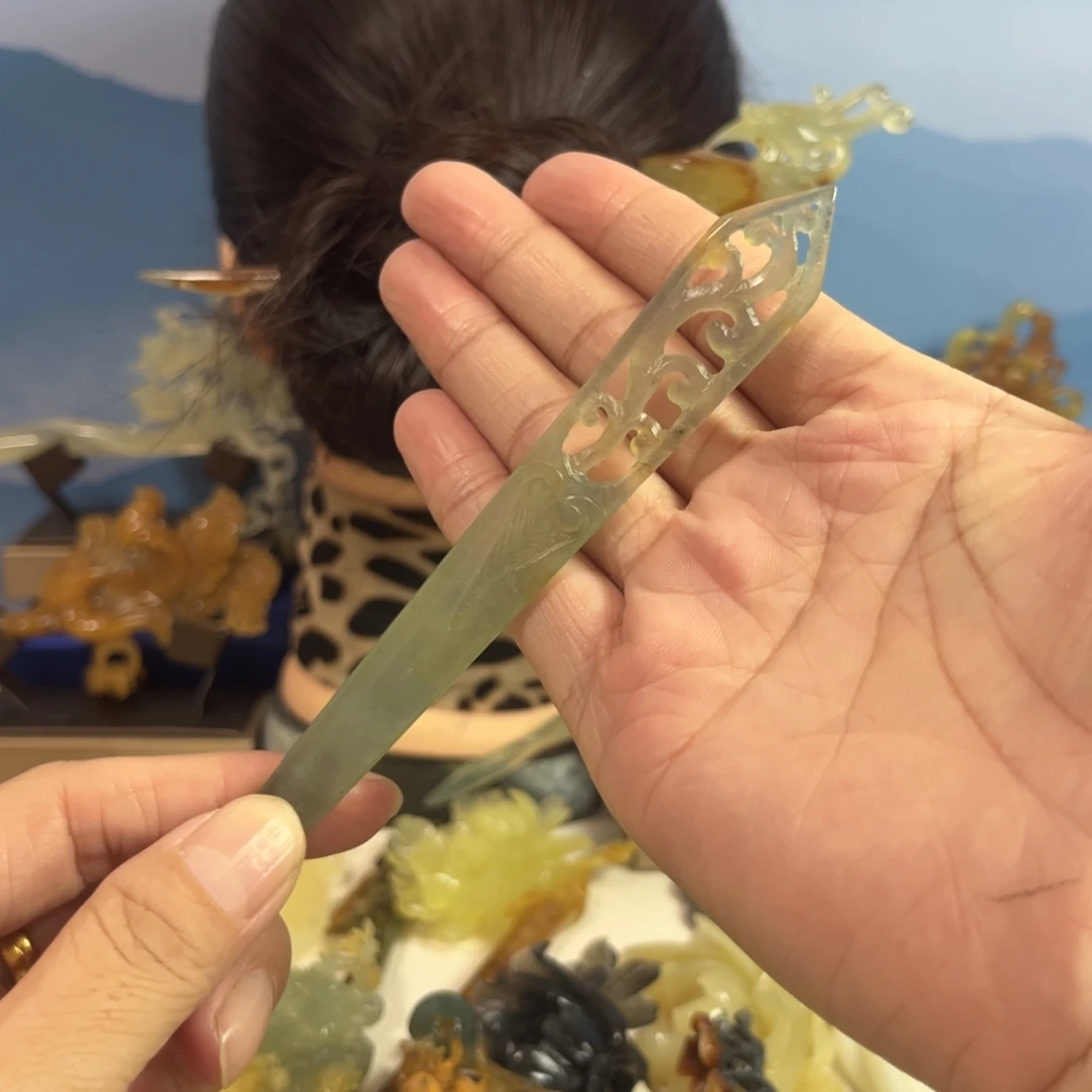 蛇纹石玉合金发饰