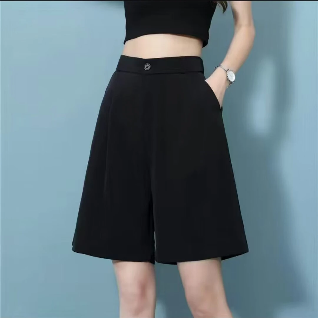 短裤女高腰A字五分裤子西装外穿宽松薄款显高显瘦休闲阔腿裤