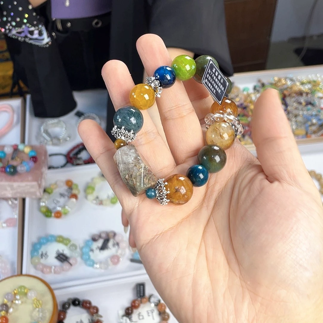 水晶手链银S925镀金镶嵌