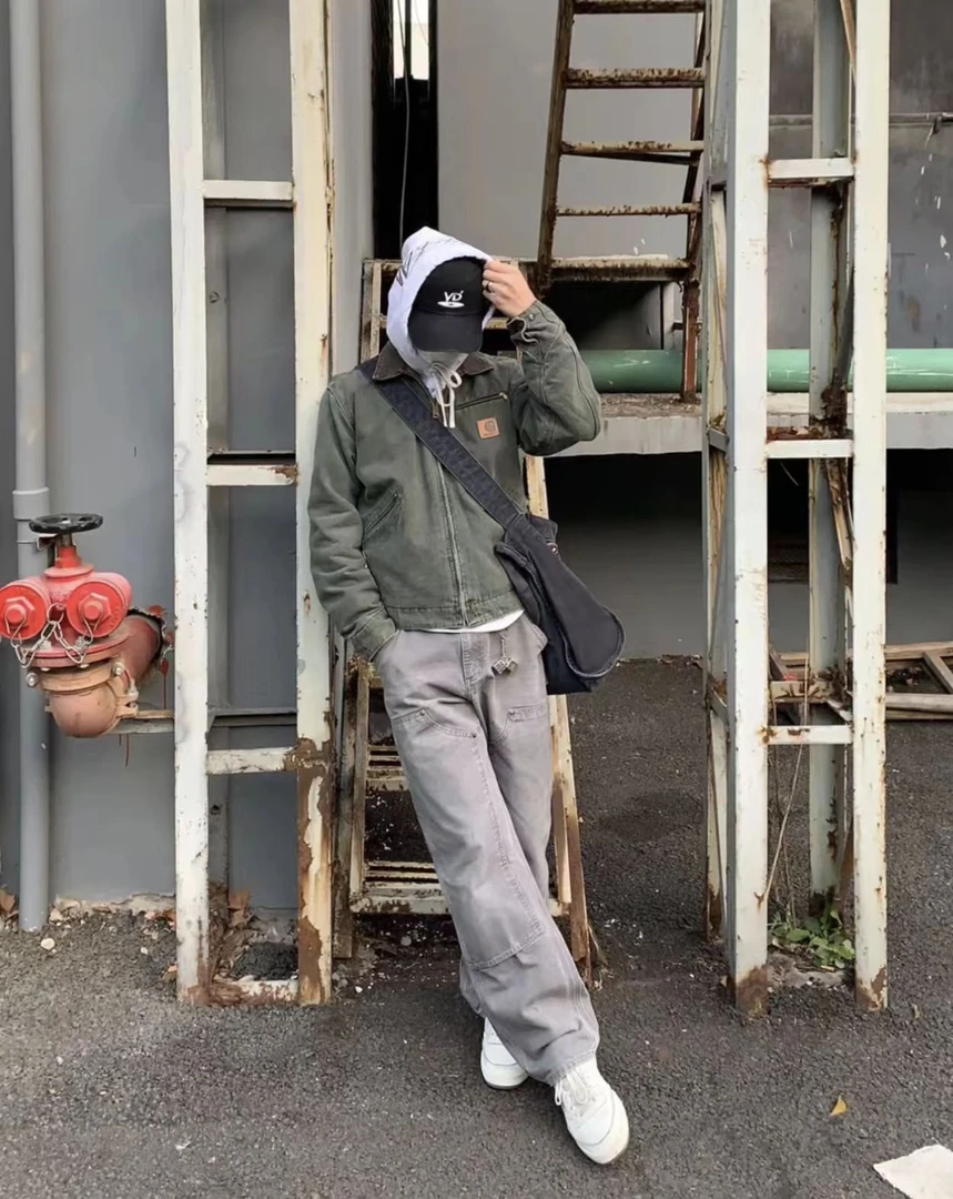 卡哈特 J97 美式复古翻领毛妮内衬底特律夹克工装外套夹克