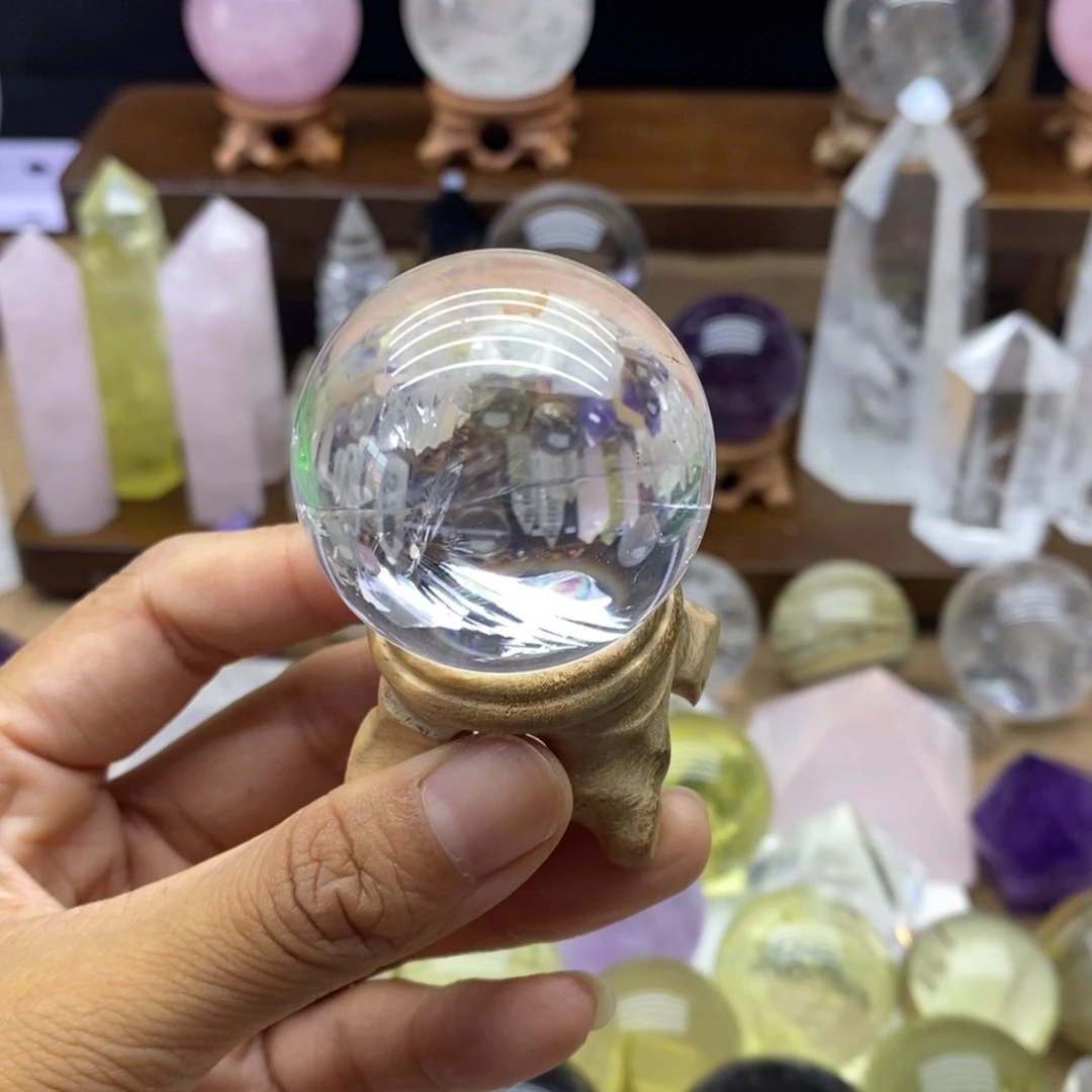 水晶摆件未镶嵌鹿****k天然白水晶球8