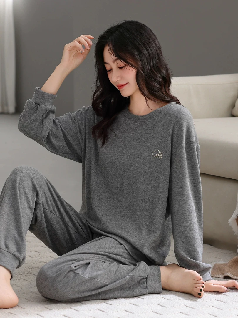 德绒睡衣女秋冬加厚保暖长袖休闲可外穿家居服春秋薄绒加大码套装