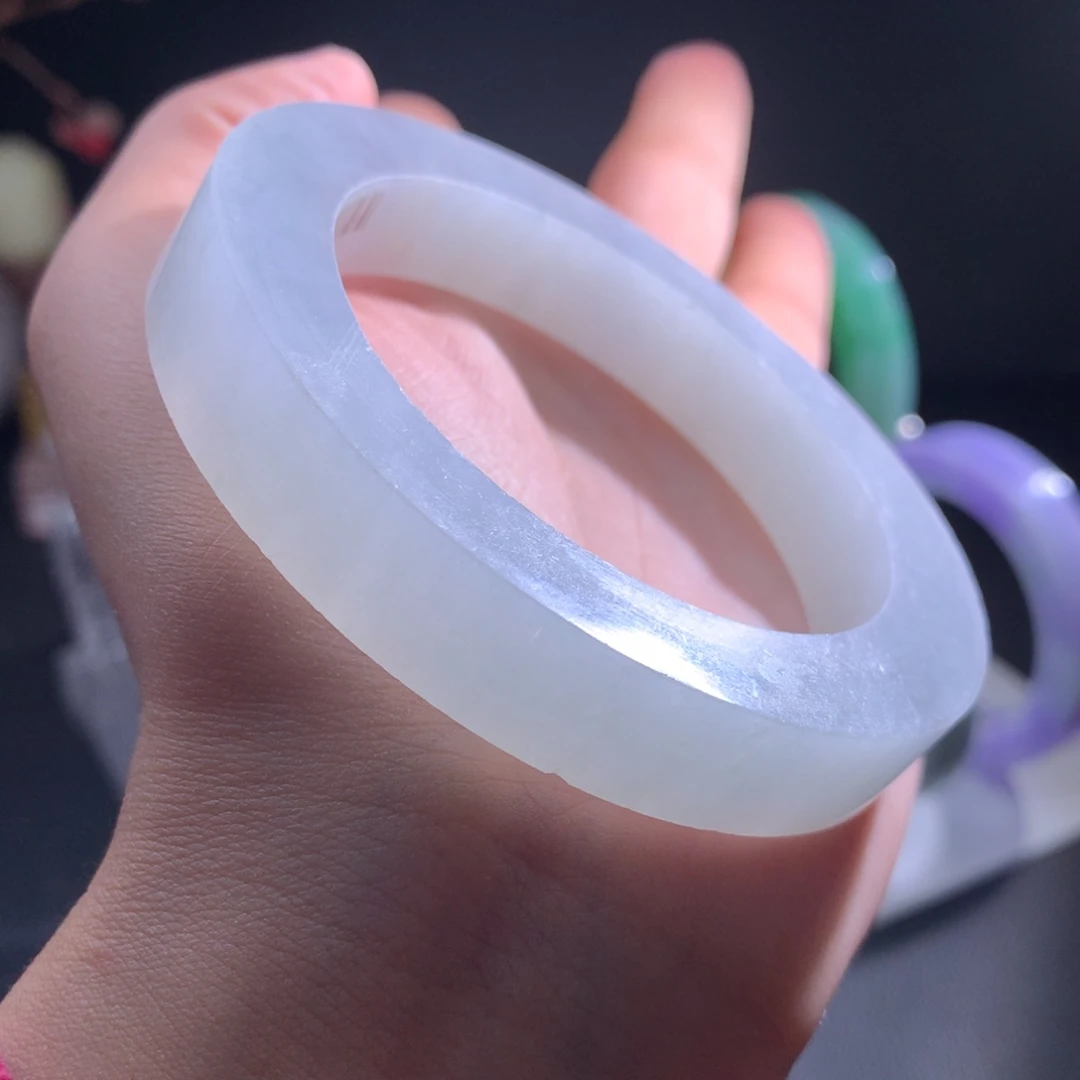 定制翡翠未镶嵌手镯白月光56-62