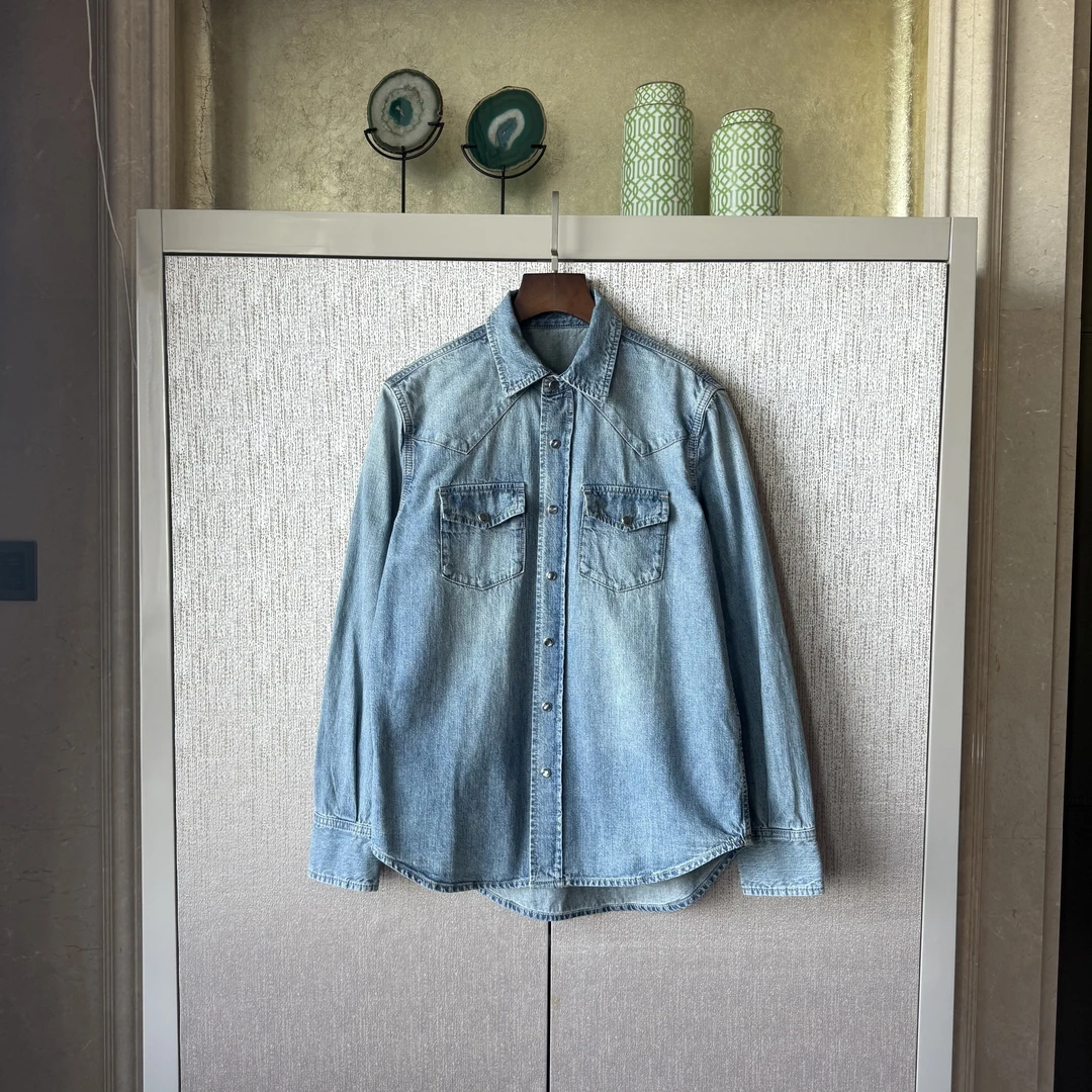 【西部衬衣】土耳其殿堂级水洗复古叠肩设计牛仔衬衫