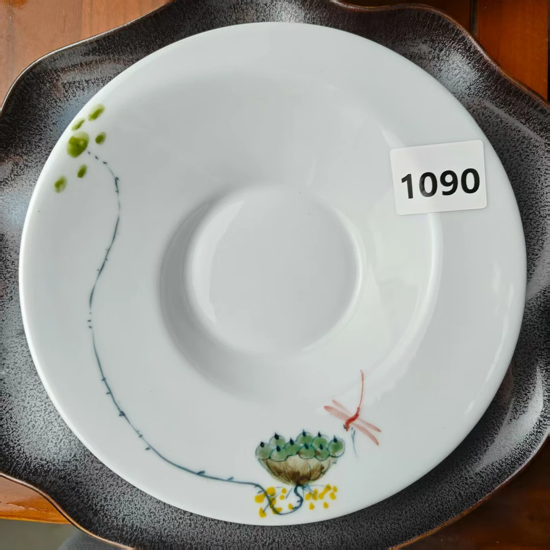 景德镇手绘釉中彩（食品级）喇叭浅盘1090
