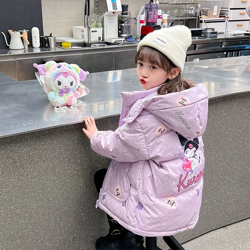 儿童库洛米羽绒服冬季新款女童冬装外套小女孩紫色白鸭绒棉服