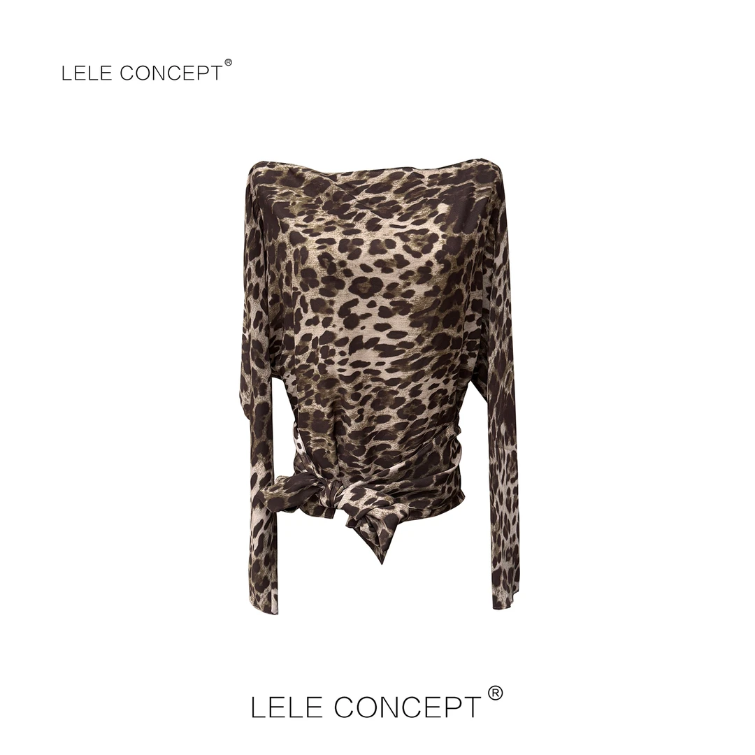 LELE CONCEPT丨时尚气质设计款系带豹纹衫FS25C0114W