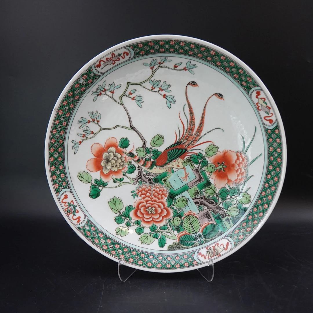 Lot.25110096清光绪五彩锦上添花赏盘 直径：约37.3cm
