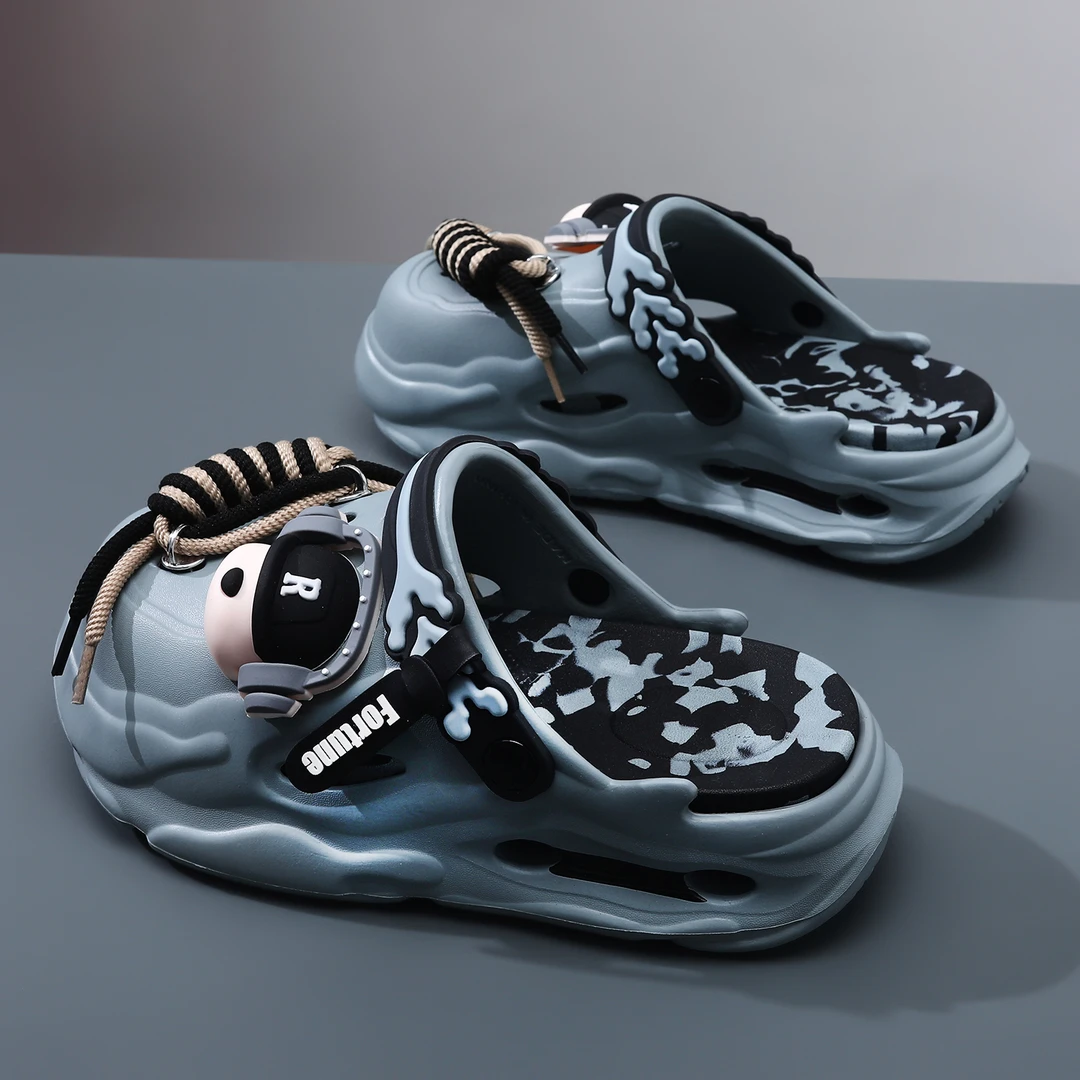 洞洞鞋男款夏季潮流朋克厚底踩屎感拖鞋男生两用沙滩休闲凉鞋男士