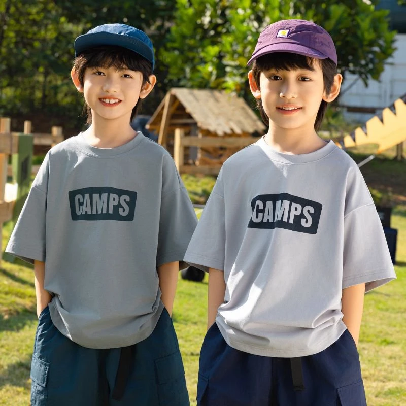十一潮牌童装简约印花短袖T速干防晒上衣儿童夏季夏装半袖中大童