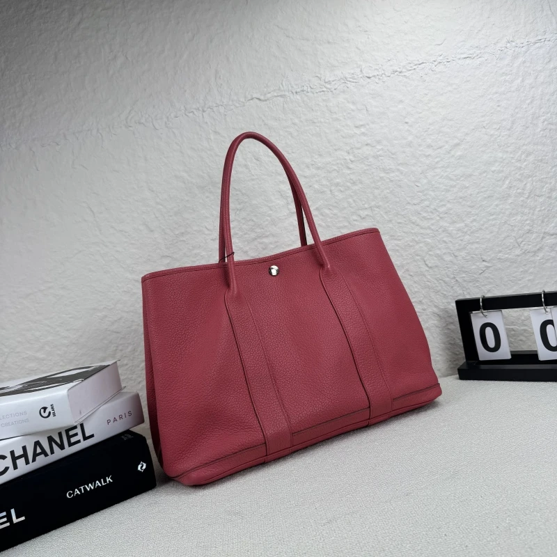 95新 Hermes/爱马仕 粉色全皮36花园手提包 框O刻  2011年