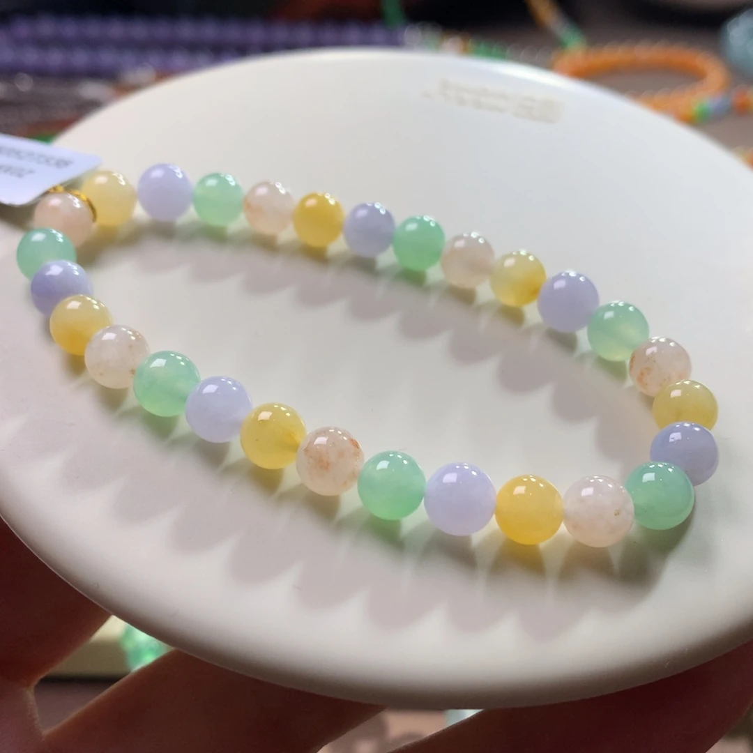 未镶嵌手链翡翠翡翠冰底马卡龙卡6.40+