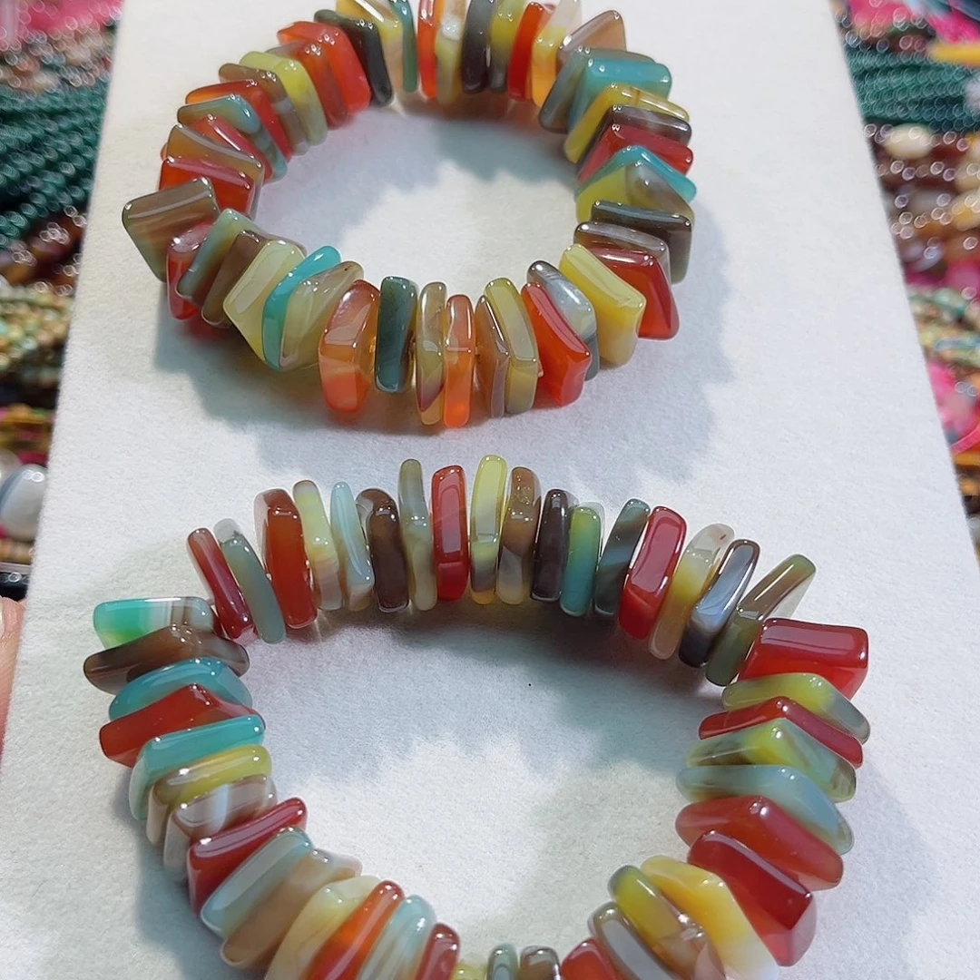 玛瑙/玉髓未镶嵌珠宝半成品玛瑙方牌手串14mm一串