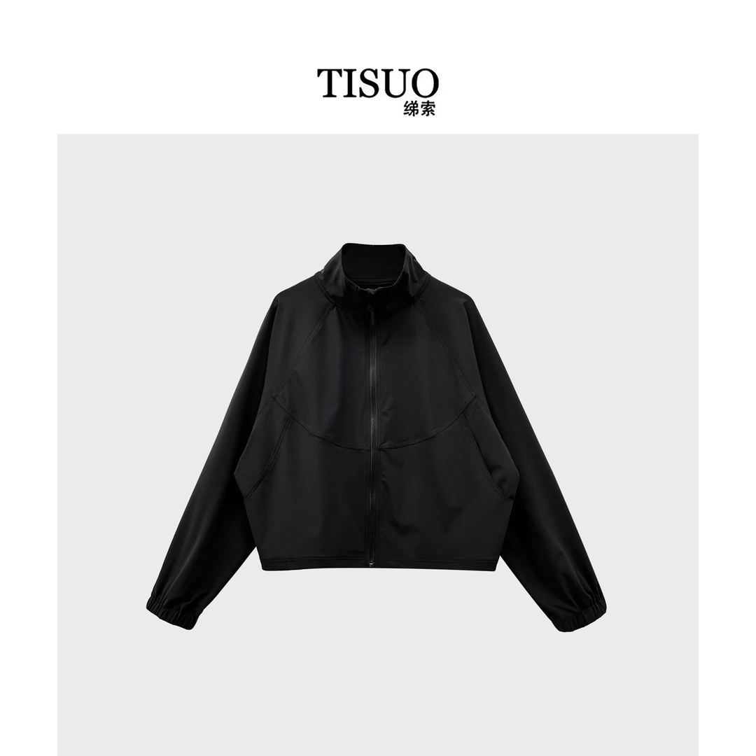TISUO/绨索黑冰感立领棒球短外套 TS840420