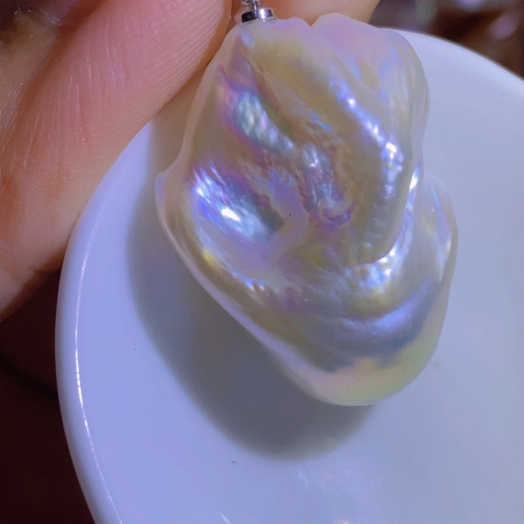 银S925镶嵌淡水珍珠微瑕天然淡水珍珠