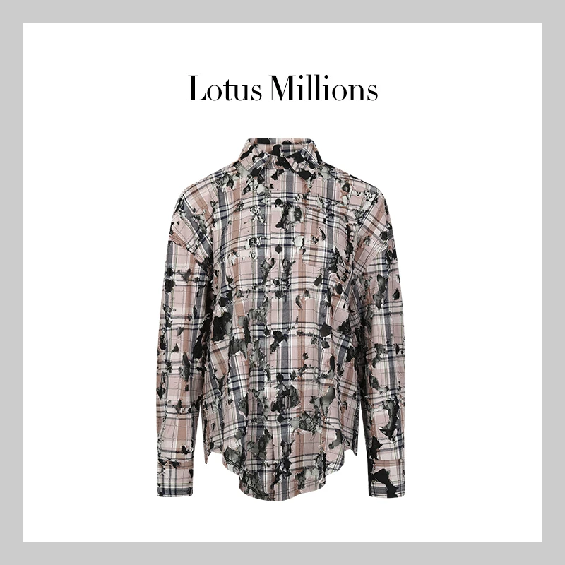 莲的百万【花衬衫】2023秋季新款休闲百搭设计感拼接蕾丝衬衫