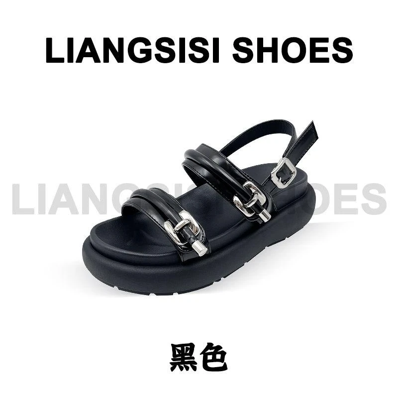 梁思思SHOES【黑调风】高级经典百搭休闲时尚皮带扣厚底女鞋-306-1
