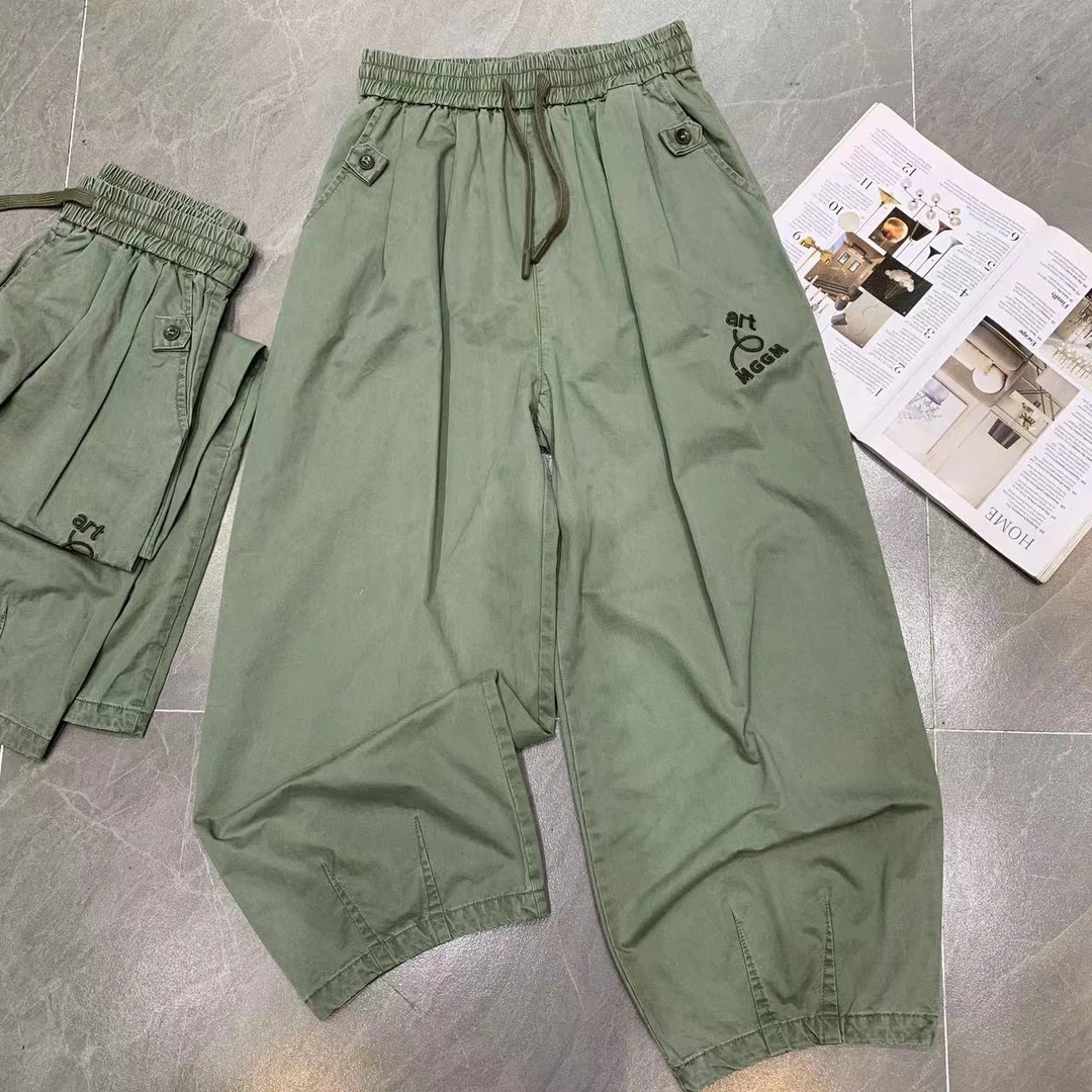 Manmi 欧货刺绣标松紧腰九分香蕉裤 8112（K4↑）