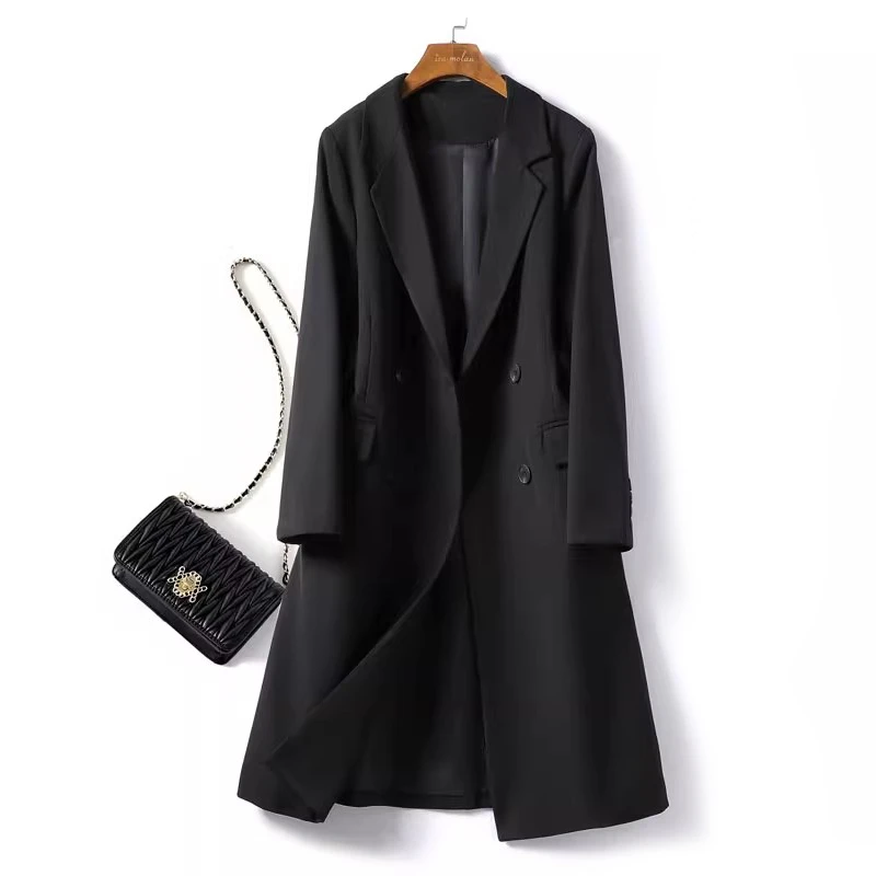 中长款休闲西装外套女2025春秋新款百搭气质显瘦过膝风衣大衣西服