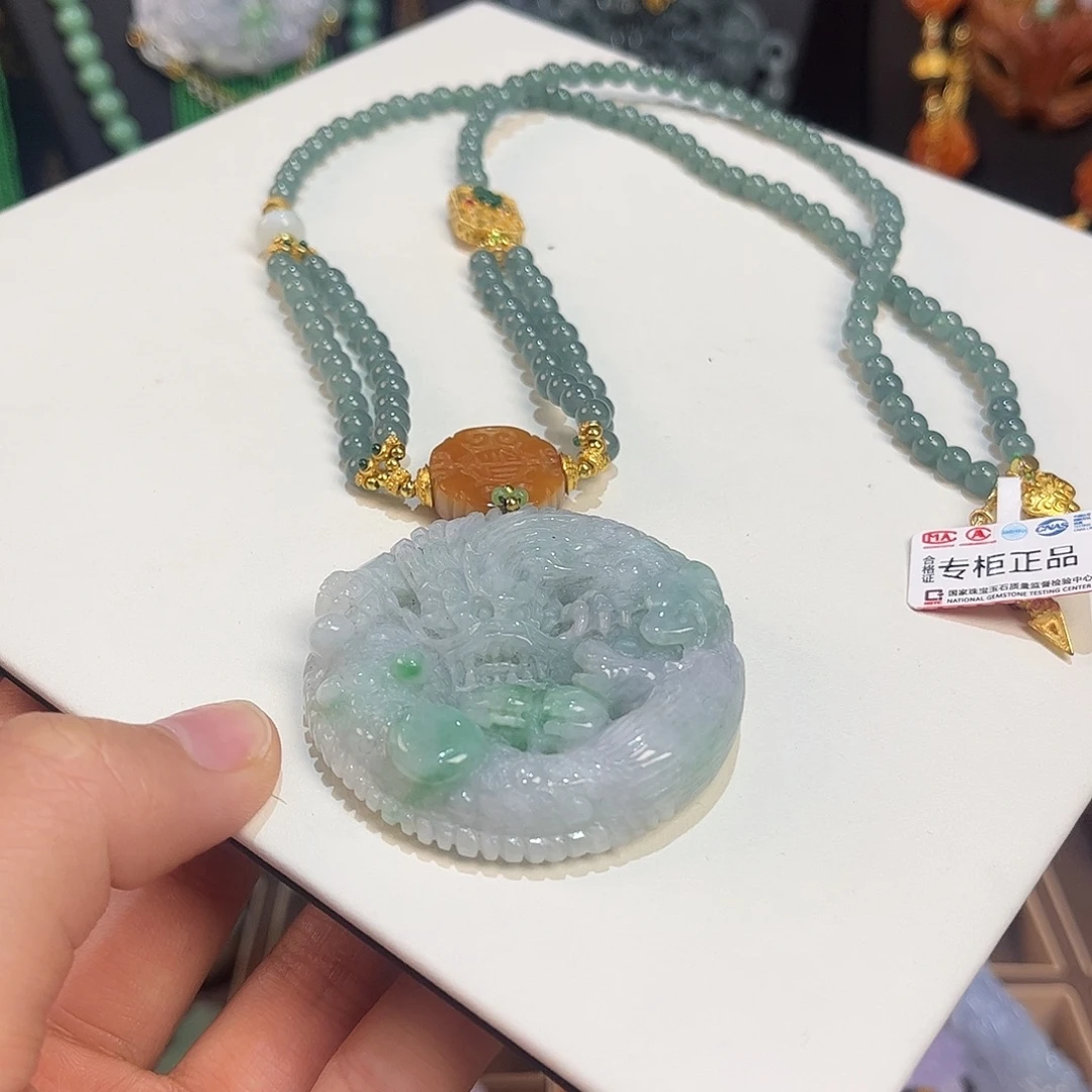 翡翠未镶嵌颈饰盘龙一步到位炸
